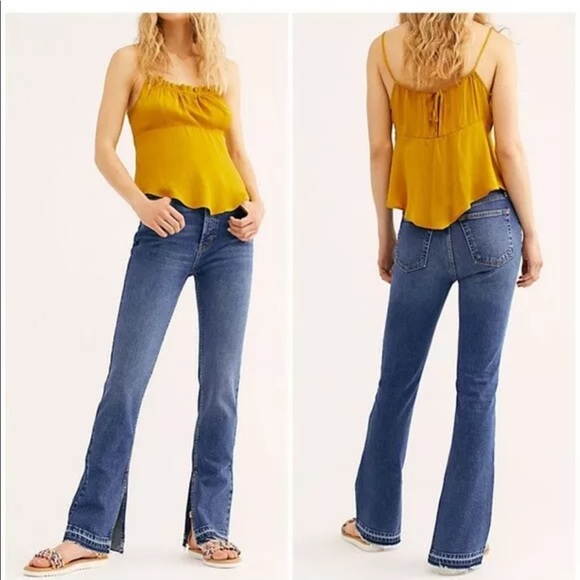 Free People Denim - Free People Emmy High Waist Split Hem Bootcut Jean
